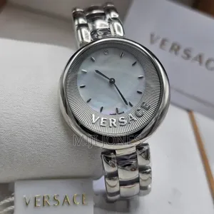 "Replica Versace Round Dial Silver Watch for Her"