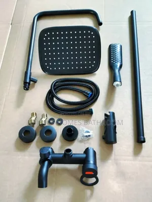 Luxury Black Wall-Mount Shower Set With Mixer Tap