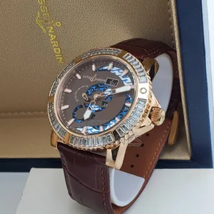 . "Ulysse Nardin Inspired Brown Leather Watch - Month Year
