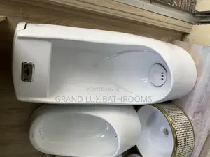 Standing Ceramic Urinal With Top Inlet and Integrated Flush