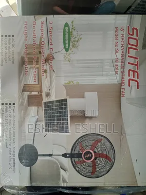 Solitec 18" Solar Rechargeable Standing Fan With Solar Panel