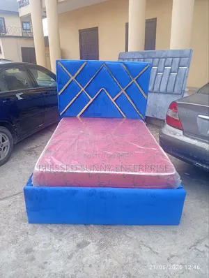 Blue Colour Bed Frame With Mattress