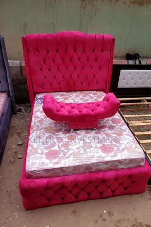 4 and Half by 6 Pink Upholstery Bedframe