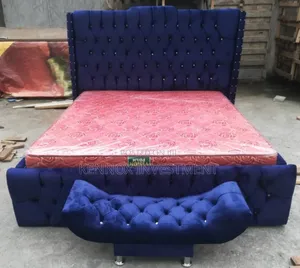6 by 6 Blue Upholstery Bedframe