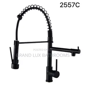 Dual-Function Industrial-Style Kitchen Faucet – Matte Black