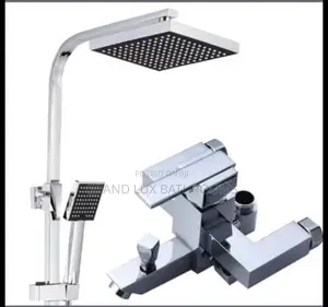 Square Chrome Shower Set With Mixer Tap and Dual Shower Head