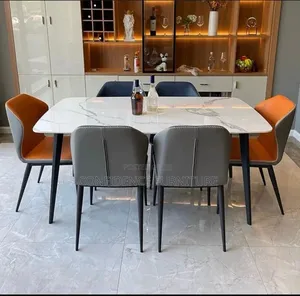 6 Six Seaters Dining Table With Quality Leather Chairs