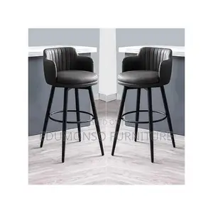 High Quality 4leg Rotating Seat Leather Bar Stools(Set of 2)