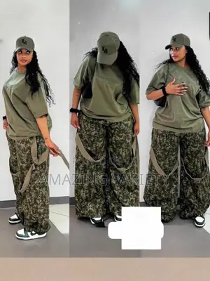 3 Piece Fashion Polo Top Loose Pants Cargo Trousers
