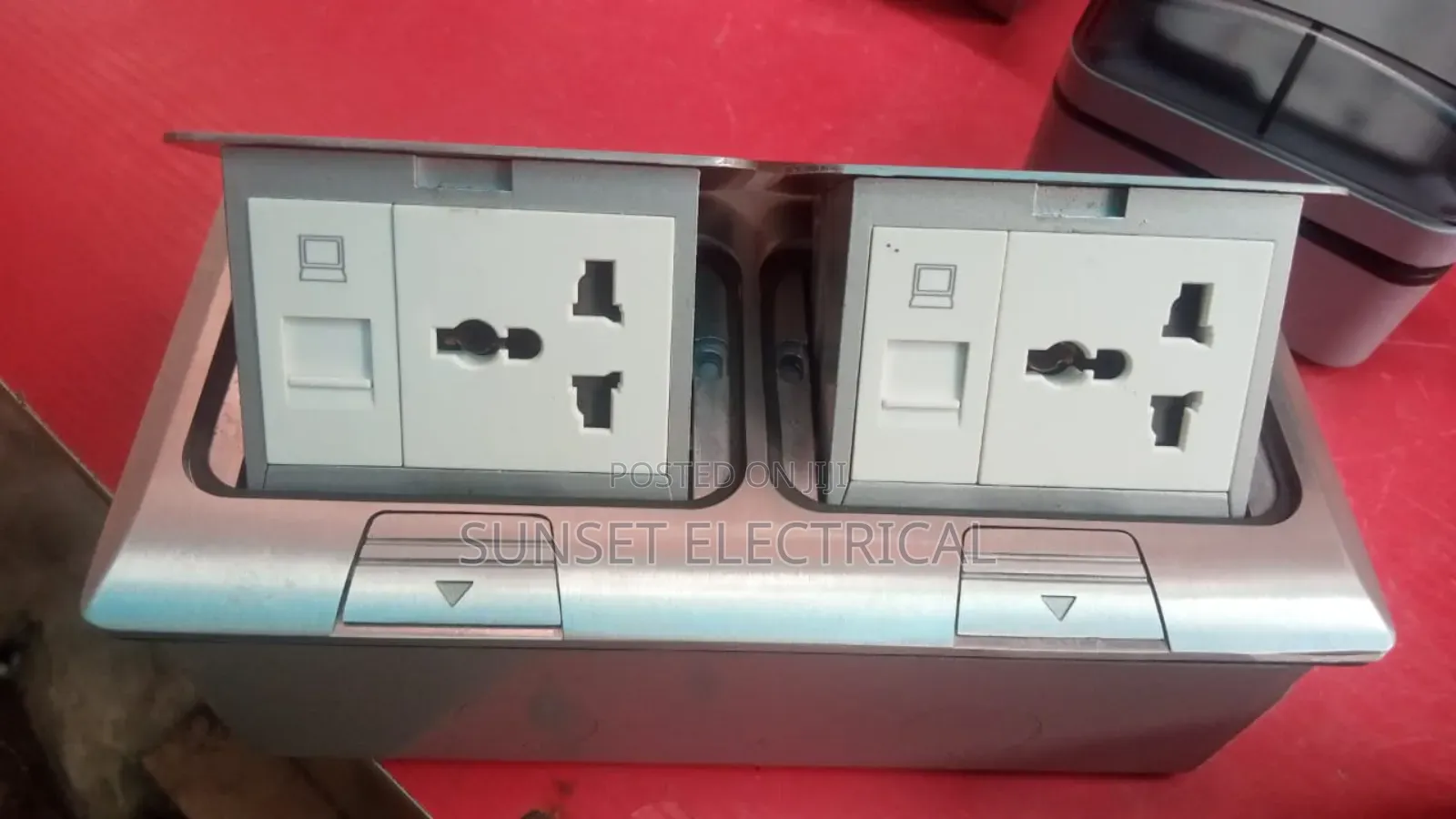 Double Floor Socket With 2 Data Silver Color