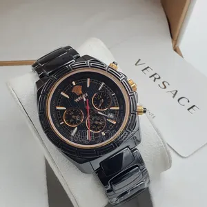 "Inspired by Versace: Black Ceramic Chronograph Watch"