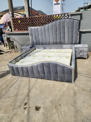 Family King Size Bed Frame With Side Cupboards