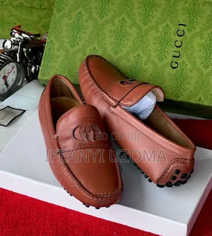 Gucci Brown and Black Leather Loafers Shoe