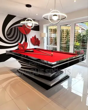 9ft Luxury Modern Pool Table Red Felt, Designer Finish, Premium Build