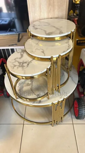 Quality and Imported Marble Top Center Table With 3 Side Sto