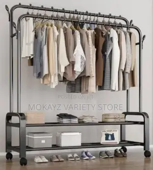 Heavy Duty Floor Foldable Double Pole Cloth Hanger(48kg)