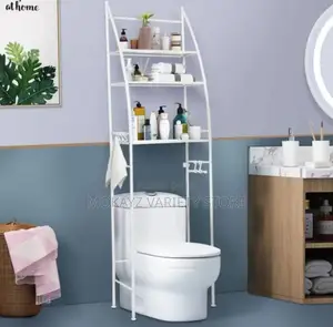 Multifunctional Toilet Seat/Bathroom Rack - White