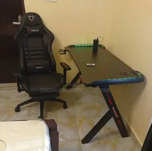 Gaming Table and Chair All Black