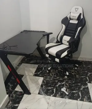Gaming Table/Desk With Gaming Chair Black White Colour