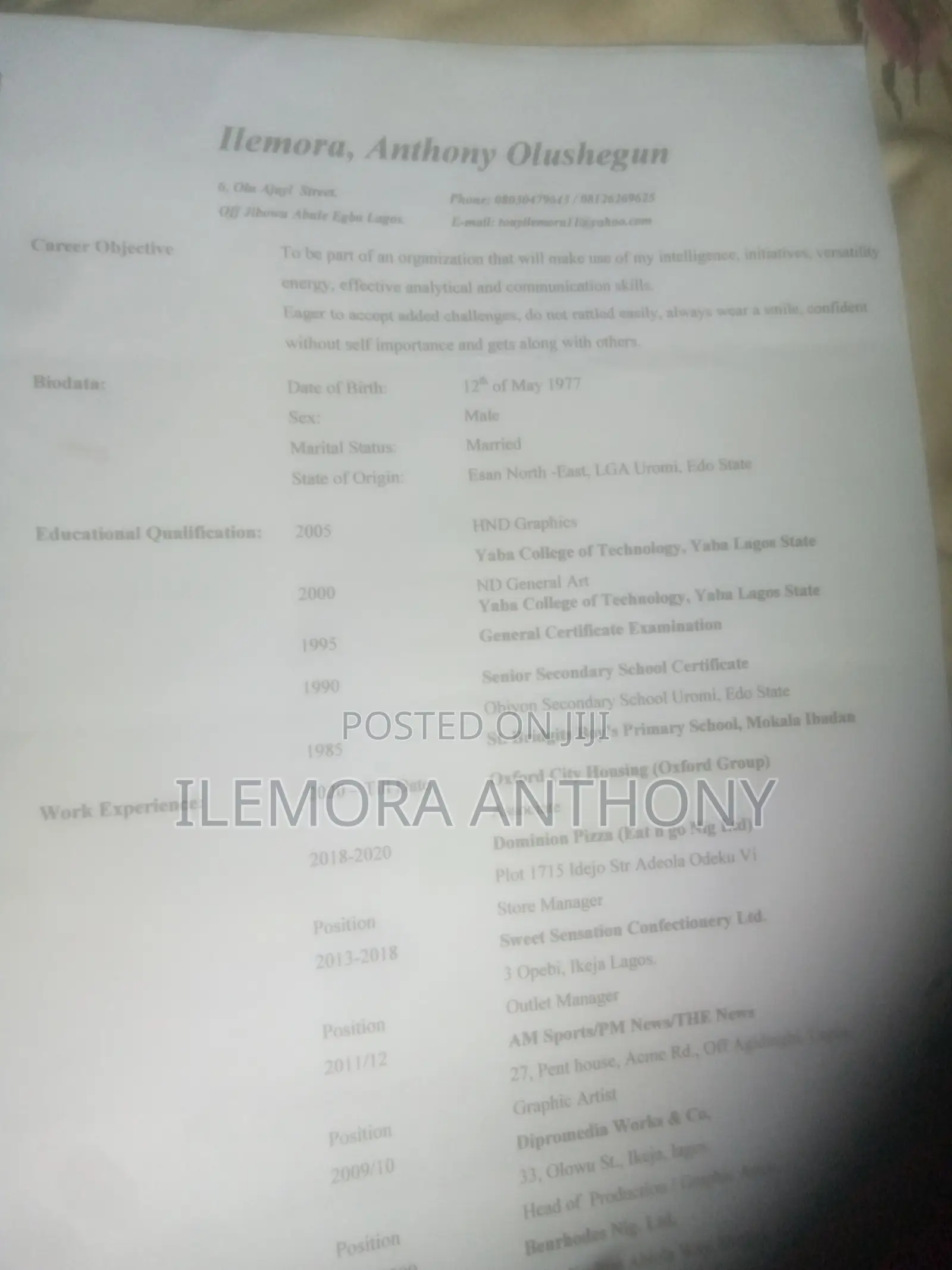Computing IT CV