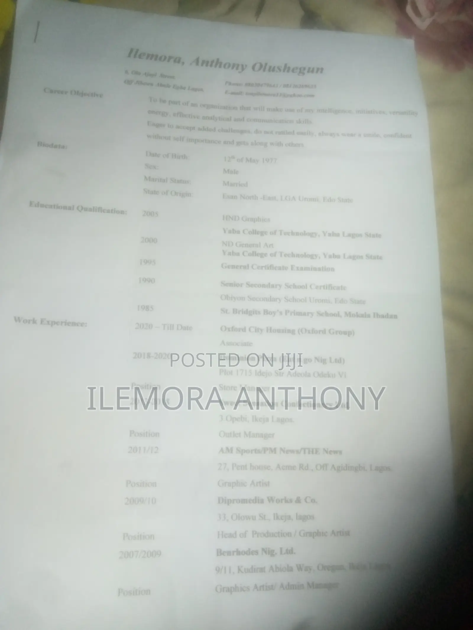 Computing IT CV