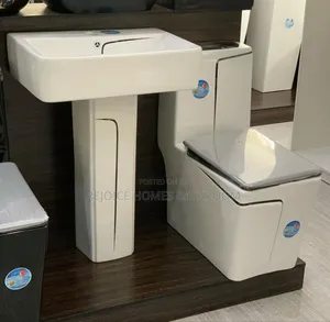 Modern Square Ceramic Water Closet Toilet Wash Basin Set