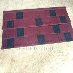 Shingles Design Wine and Black Patches Stone Coated Roofing