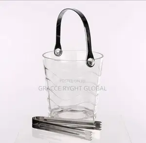 Glass Ice Bucket With Handle and Tong