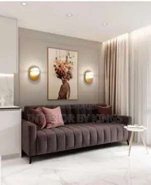 4seater Fabric Sofa With a Side Stool Can Be Made in Colors