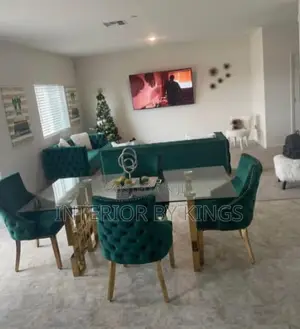 4seater Dining Set With a Light Glass Top Table Can