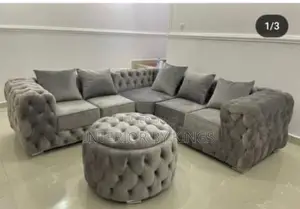U-Shaped Fabric Sofa With an Ottoman Can Be Made in Colors