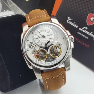 "Lamborghini Double Tourbillon Automatic Beige Leather Watch