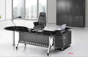 Executive Office Glass Table With Extension and Drawers.