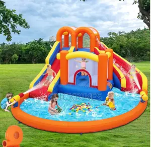 14.2x12.8ft Inflatable Water Park, Giant Slide Bounce House