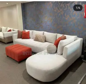 L-Shaped Fabric Sofa+ Center Ottoman Can Come in Colors