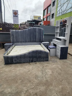 Grey 6by6 Upholstery Padded Bed Stand