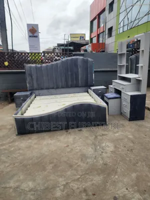 Complete Set of Grey Padded Bed.