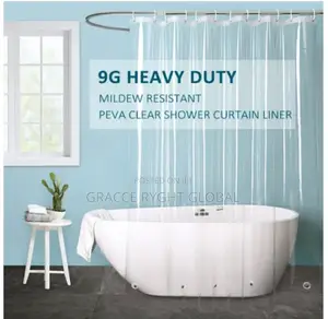 Transparent Bathroom Shower Curtain With Hooks