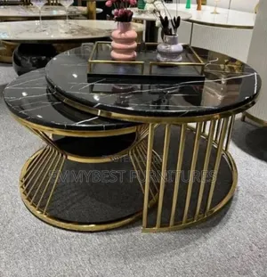 Quality Unique Golden Marble Top 2 In 1 Centre Table.