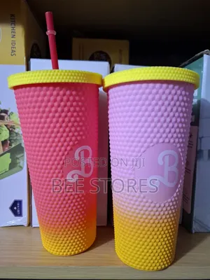 Fancy Two-Toned Studed Cup With Straw