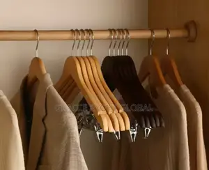 10pcs Oak Wood Cloth Hanger With Clips