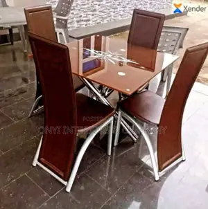 Set of Glass Dining Table With 4 Chairs