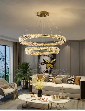 Nordic Modern Crystal Lustre Chandelier Gold Irregular Ring