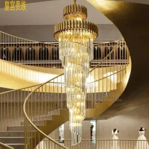 Luxury Modern Crystal Long Chandelier for Loft Black/Gold