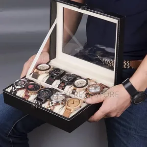 10 Slots Retro Faux Leather Watch Display Box