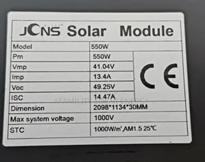 JCN Solar Panels 550watts Black
