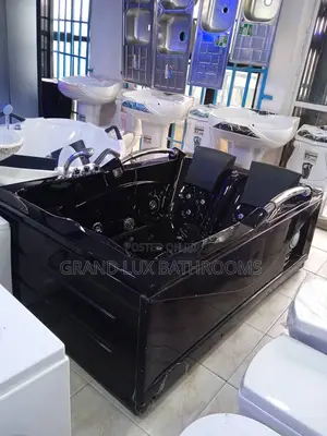 "Luxury Double-Seat Jacuzzi Tub Display in a Modern Bathroom
