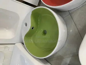 **"Modern Green Ceramic Countertop Basin With Overflow Hole"
