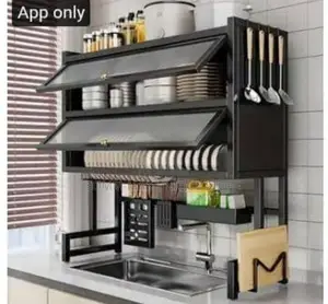 2 Layer Over the Sink Dish Rack With Cover- Metal