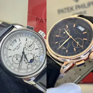 Patek Philippe Inspired Chrono Black Leather Chrono Watch